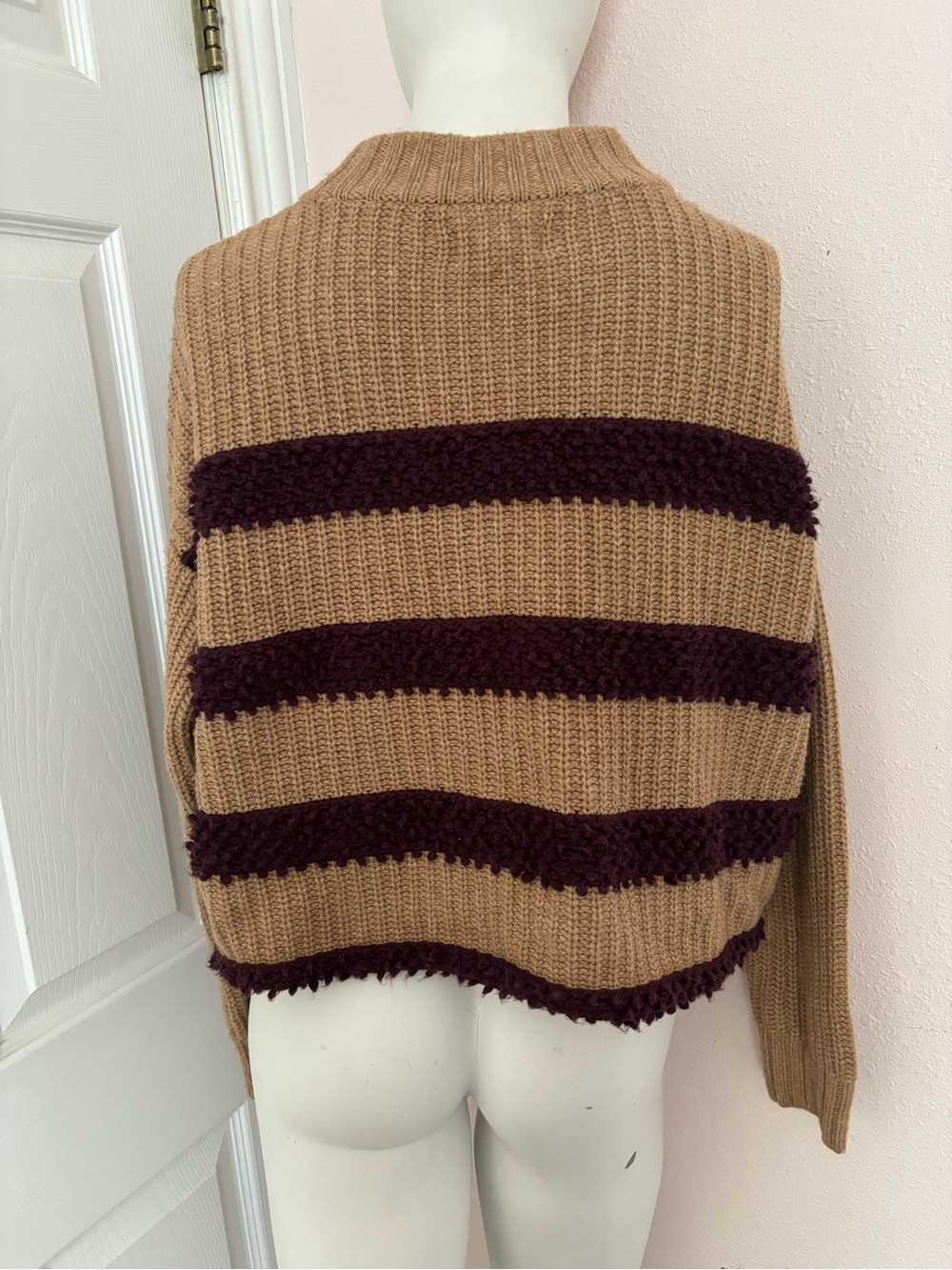 Lou & Grey Chunky Striped Knit Sweater Cotton Cashmere Alpaca Blend Fits M - Picture 4 of 8